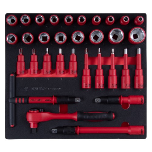 Набор торцевых диэлектрических головок с принадлежностями 1/2", шестигранные, 8-32 мм, 32 предмета K