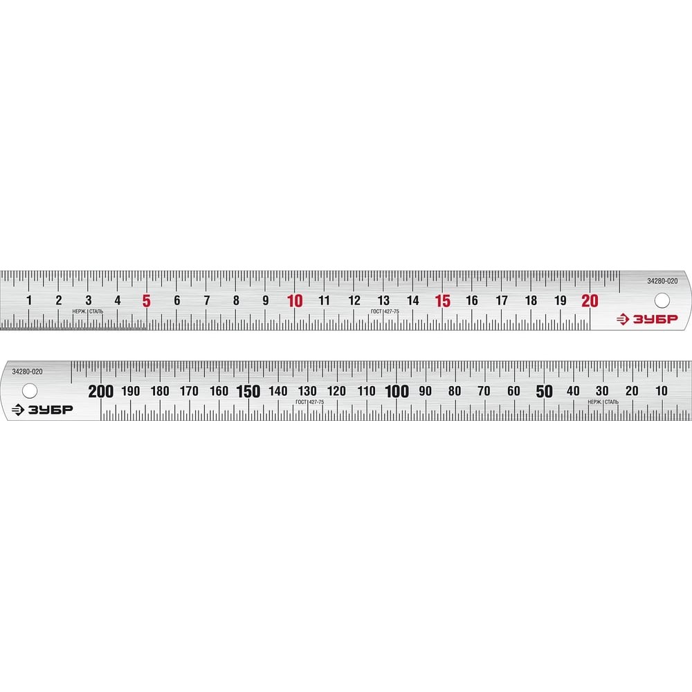 ЗУБР Про-20, длина 0.20 м, усиленная нержавеющая линейка, Профессионал (34280-020)