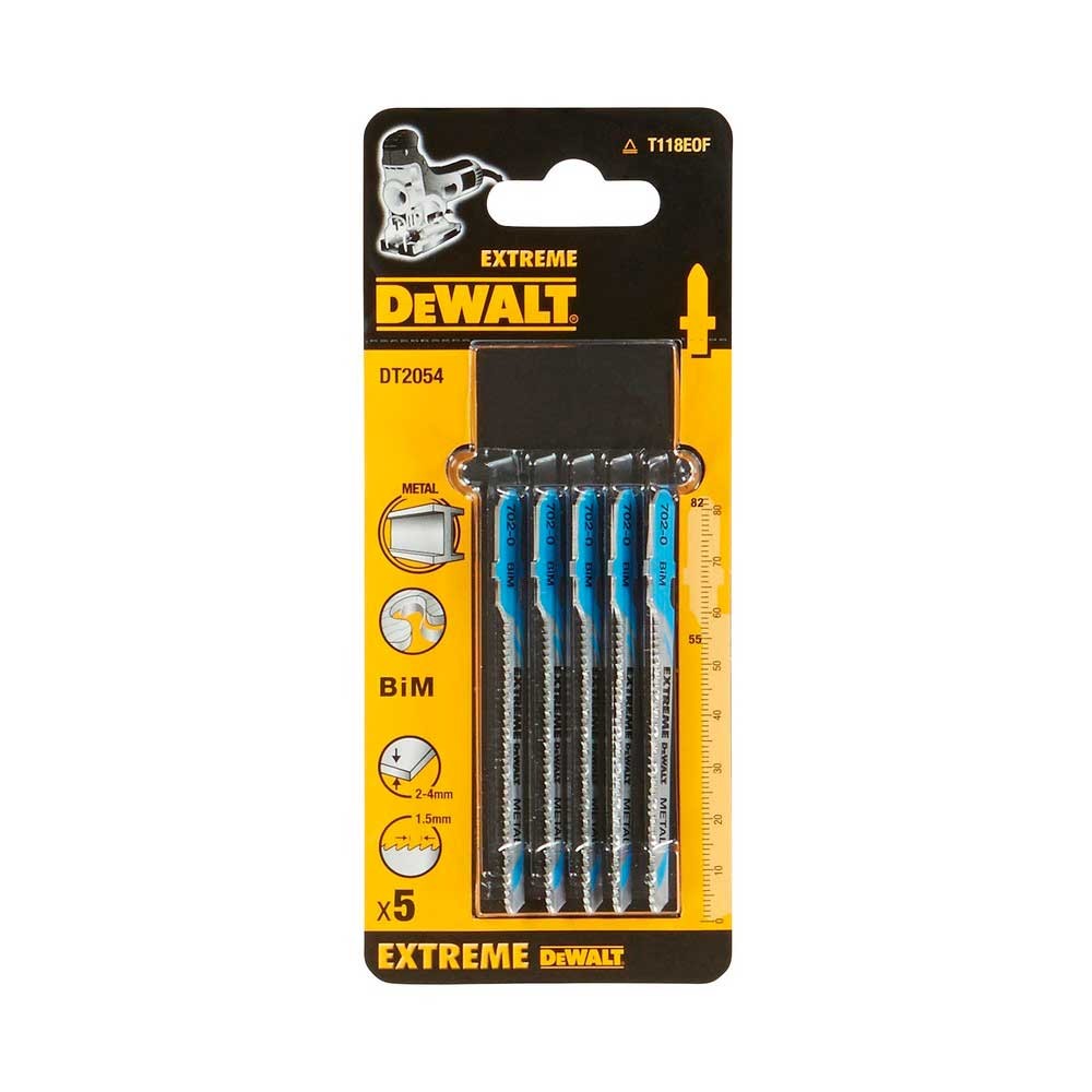 Набор пилок для лобзика по металлу DeWalt DT2054 T118EOF 82мм 5шт