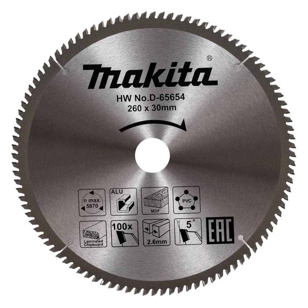 Диск пильный универсальный Makita 260x30мм 100T (D-65654)