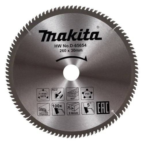 Диск пильный универсальный Makita 260x30мм 100T (D-65654)