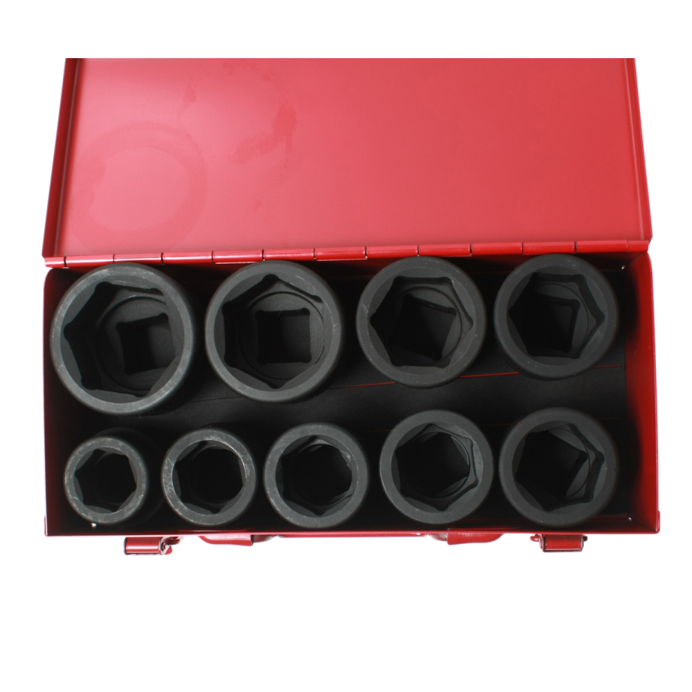 Набор головок торцевых 1" 6-ти гранных 27-50мм ударных 9 предметов в кейсе JTC