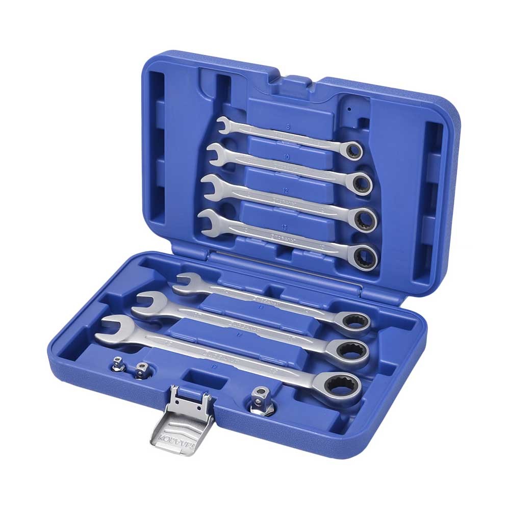 Набор комбинированных трещоточных ключей Кобальт + переходники 1/4", 3/8", 1/2" 10 предметов в кейсе 791189-10