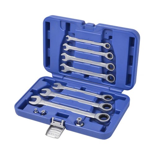 Набор комбинированных трещоточных ключей Кобальт + переходники 1/4", 3/8", 1/2" 10 предметов в кейсе 791189-10