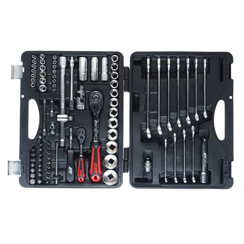 Набор инструментов 85 предметов слесарно-монтажный 1/4",1/2" 6-ти гранных в кейсе JTC