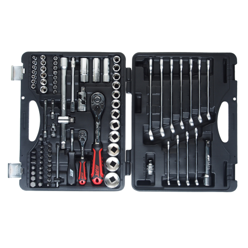 Набор инструментов 85 предметов слесарно-монтажный 1/4",1/2" 6-ти гранных в кейсе JTC