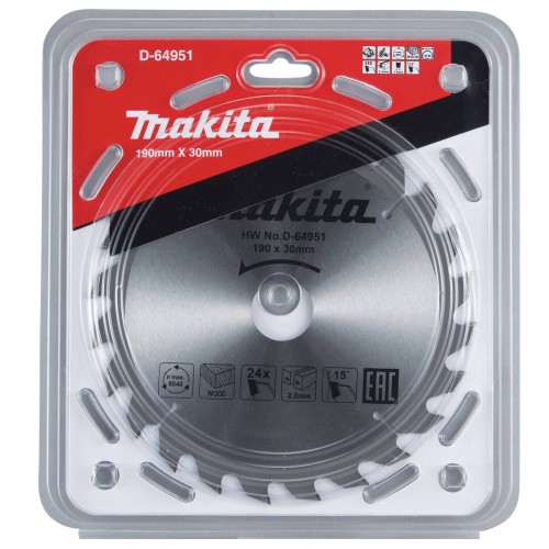 Диск пильный по дереву Makita 190x30мм 24T (D-64951)