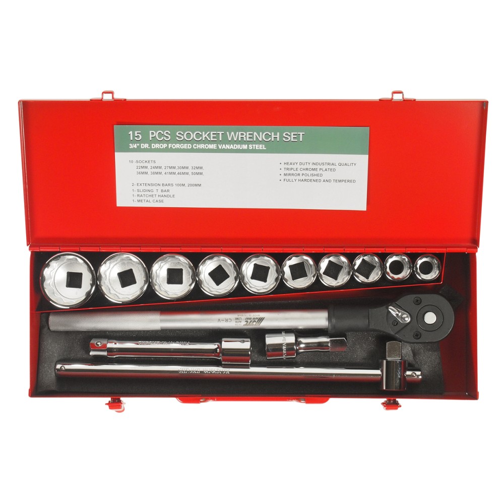 Набор головок торцевых 3/4" 12-ти гранных 22-50мм 14 предметов в кейсе JTC