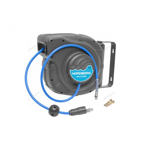 Шланг воздушный на катушке, ПУ, диам. 8x12 мм 25+1 м, серый корпус NORDBERG 2125-08G