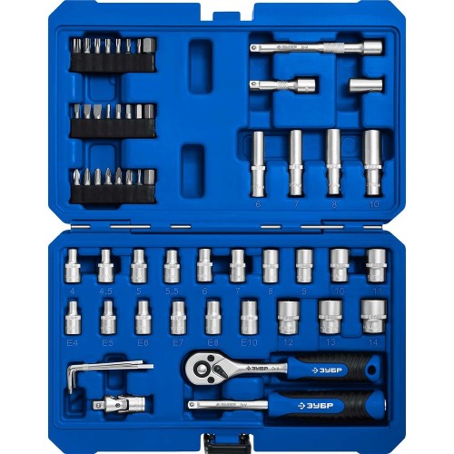 ЗУБР А-57, 57 предм., (1/4_), универсальный набор инструмента, Профессионал (27671-H57)