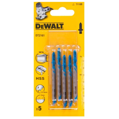 Набор пилок для лобзика по металлу DeWalt DT2161 T118B 76мм 5шт