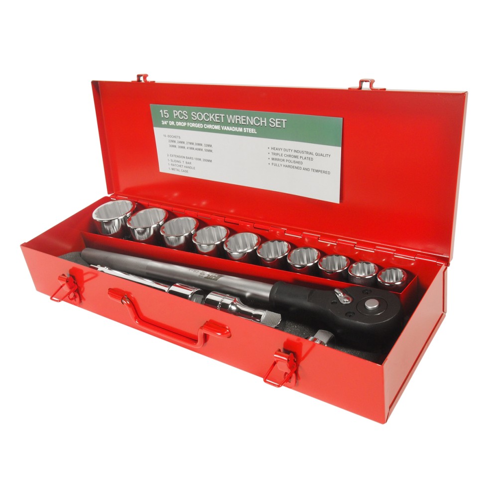 Набор головок торцевых 3/4" 12-ти гранных 22-50мм 14 предметов в кейсе JTC