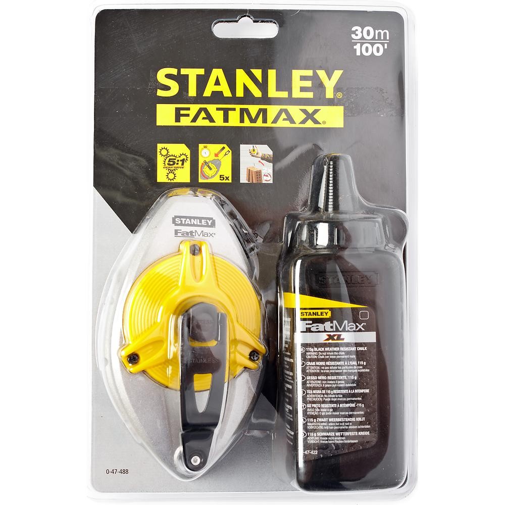 Комплект STANLEY шнур разметочный 30м + меловой порошок 225г 0-47-488