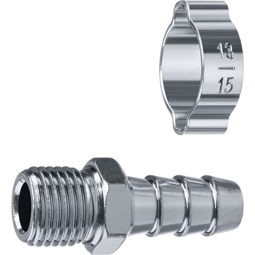 ЗУБР штуцер _елочка_, 10 мм - 1/4_M, переходник с обжимным хомутом, Профессионал (64924-1/4-10)