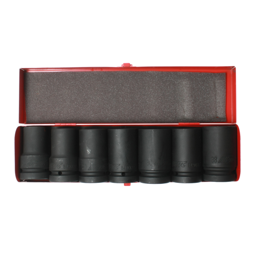 Набор головок торцевых 1" 6-ти гранных 24-38мм ударных глубоких 7 предметов в кейсе JTC
