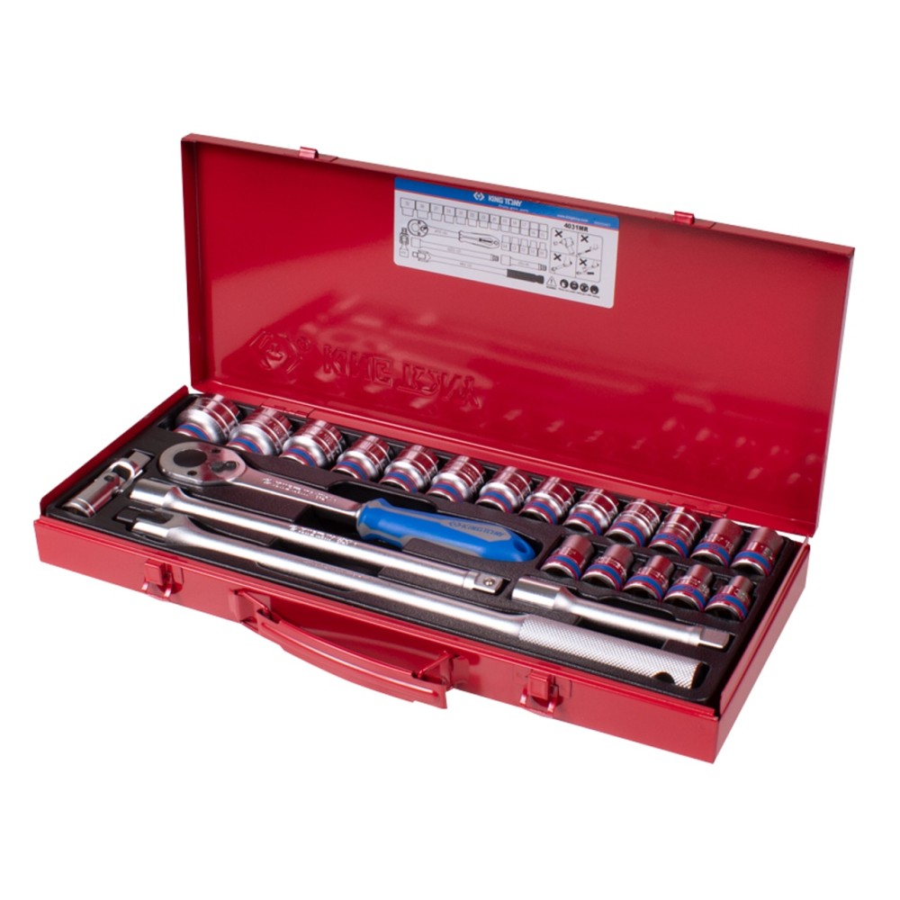 Набор торцевых головок с принадлежностями 1/2", 12-гранные, 10-32 мм, 23 предмета KING TONY