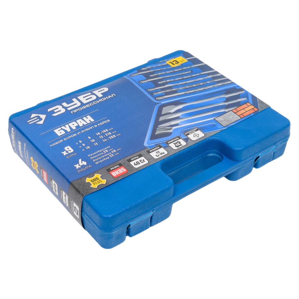 Набор зубил ЗУБР Профессионал БУРАН 13шт 250мм SDS-plus (29360-H13)