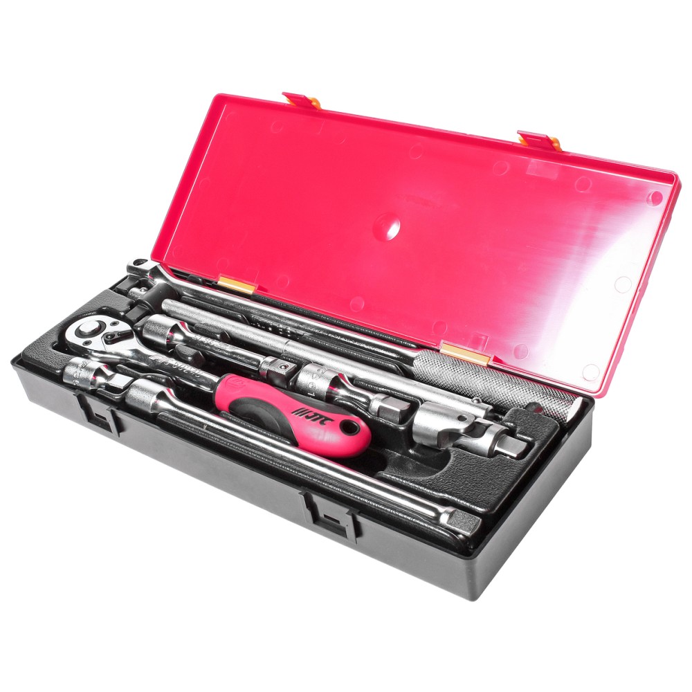 Набор инструментов 8 предметов слесарно-монтажный 1/2" (ключ трещот.,ворот.,удлинит.) в кейсе JTC