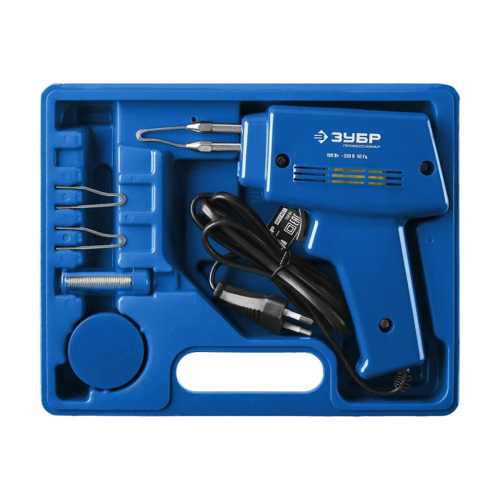 150 Вт, в наборе: нагрев 6 сек., канифоль, припой, 2 сменных жала, импульсный паяльник, Профессионал (55412-H4)