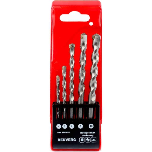 Набор сверл по бетону REDVERG 4-10мм 5шт (700051)