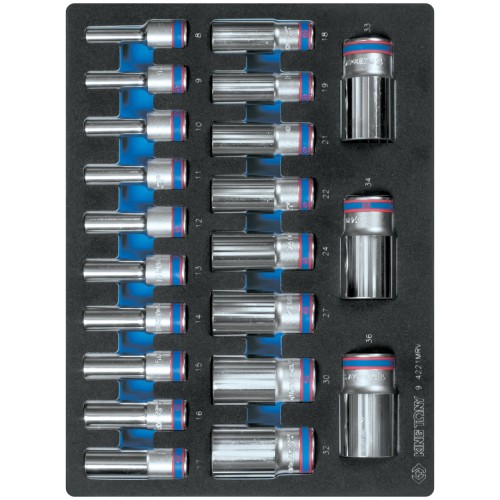 Набор глубоких торцевых головок KING TONY (21 шт; 8-36 мм; 1/2"; 12-гранные)