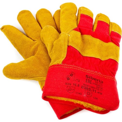 Перчатки спилковые Сибирь искусственный мех, жесткий манжет