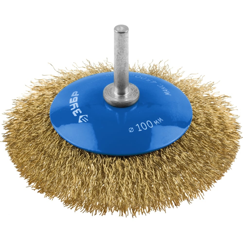 ЗУБР 100 мм, витая латунированная, стальная 0.3 мм, коническая щетка для дрели, Профессионал (35233-100)
