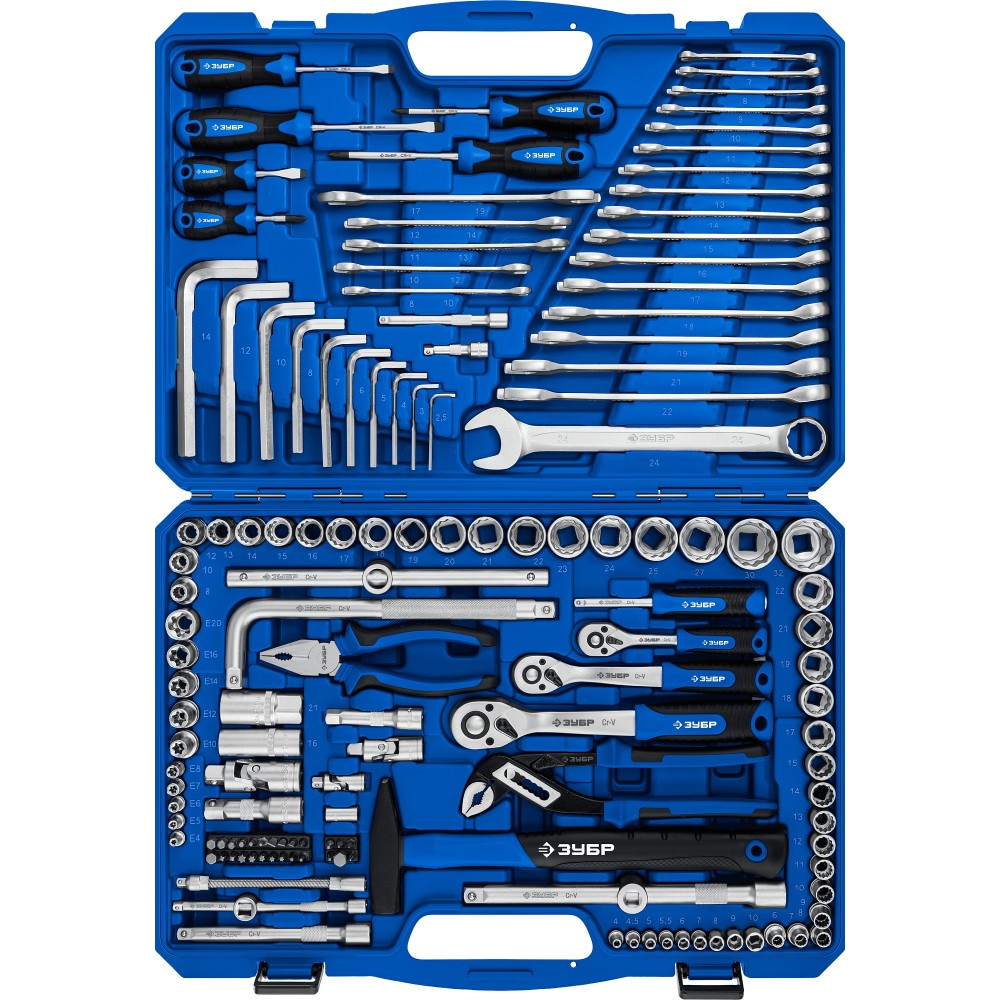 ЗУБР Универсал-142, 142 предм., (1/2_+ 3/8_+ 1/4_), универсальный набор инструмента, Профессионал (27670-H142)