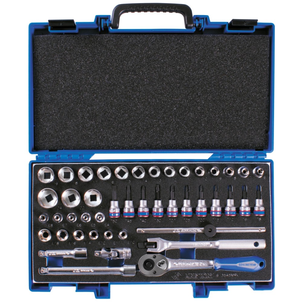 Набор торцевых головок с принадлежностями 3/8", шестигранные, 6-24 мм, 45 предметов KING TONY 3545MR